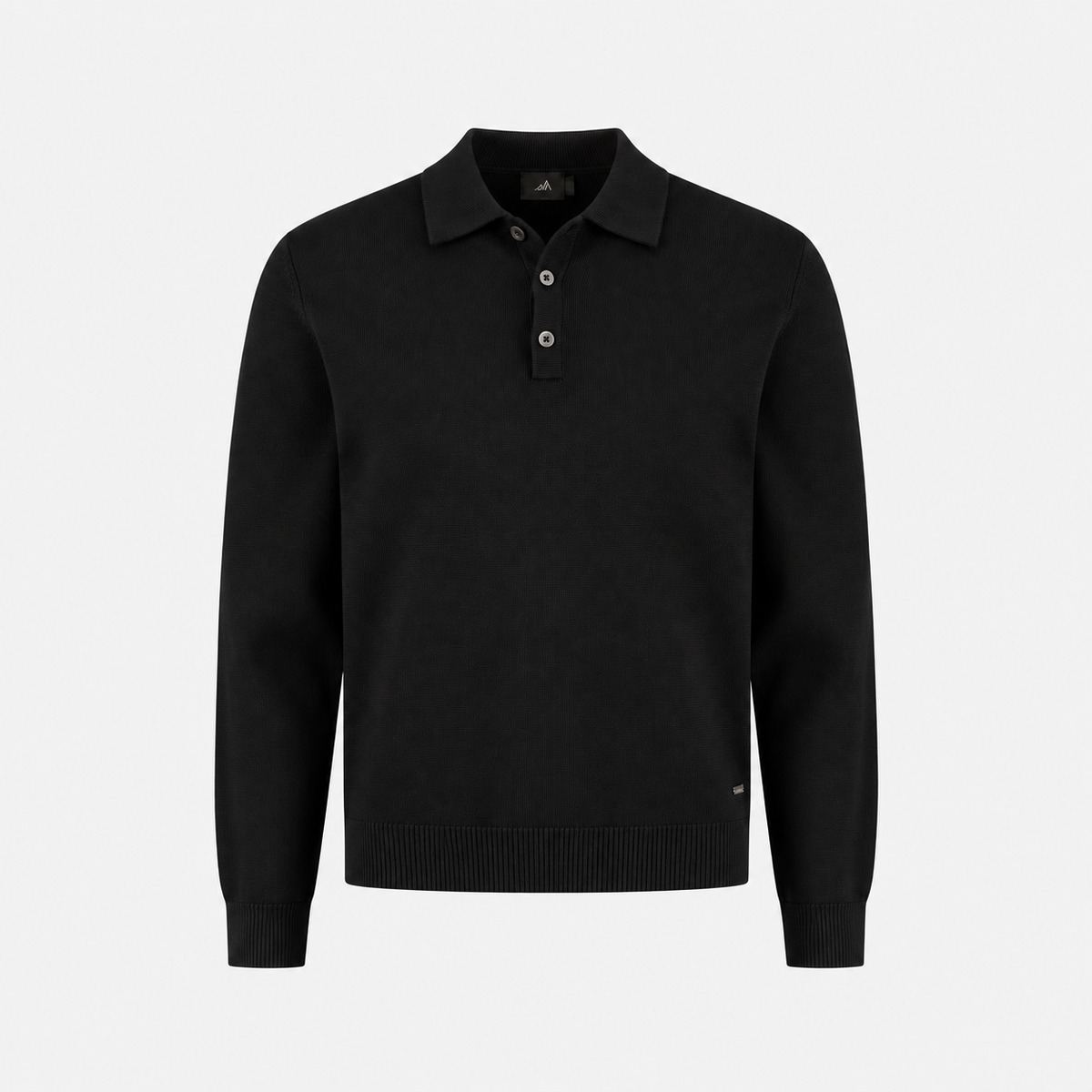 Crawford Cotton Merino Buttoned Polo Pure Black- Hombre Amsterdam