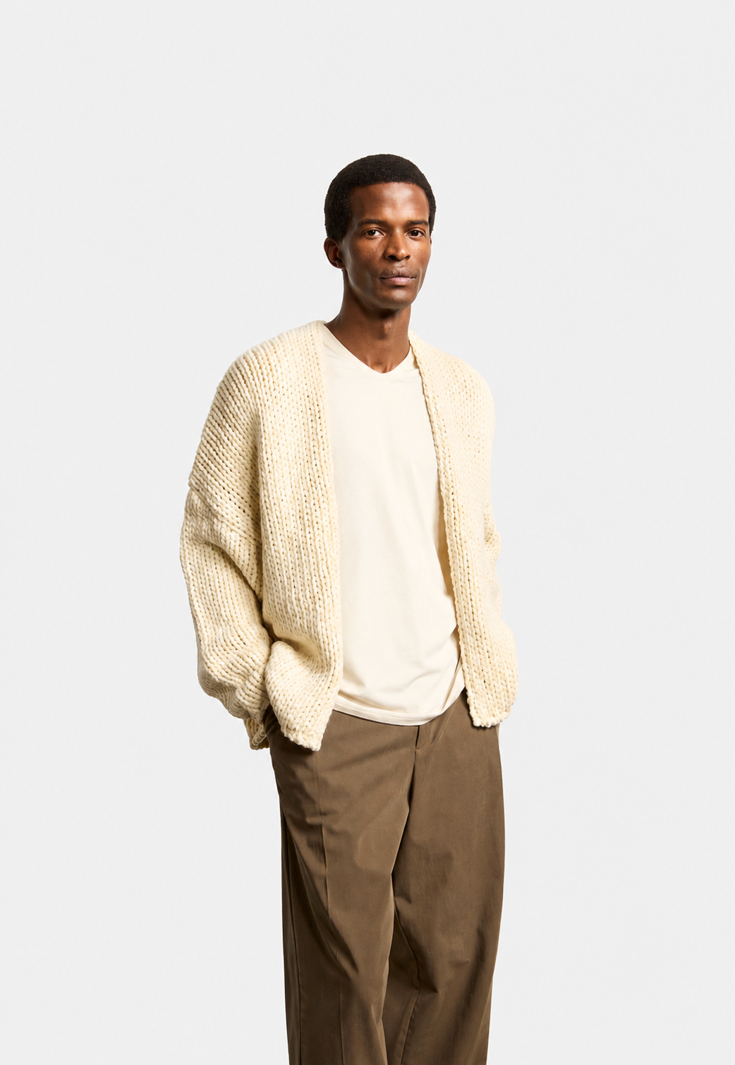 Cardigan In Hand Knit Look- Hombre Amsterdam