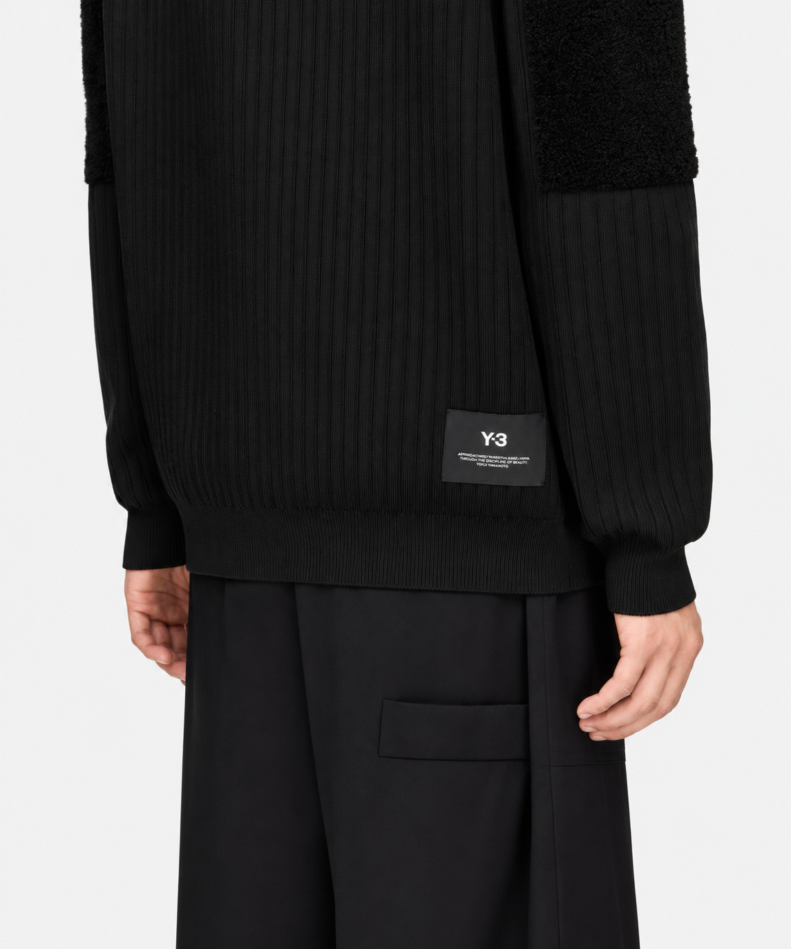 Knitted Panel Block Sweatshirt Black- Hombre Amsterdam