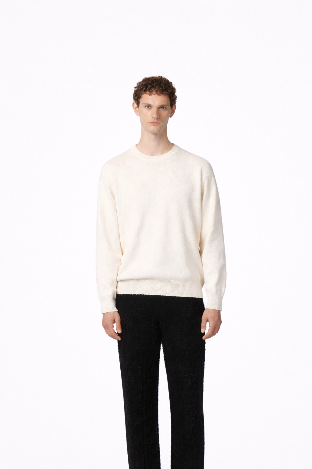 Textured Crew Neck Sweat Ecru