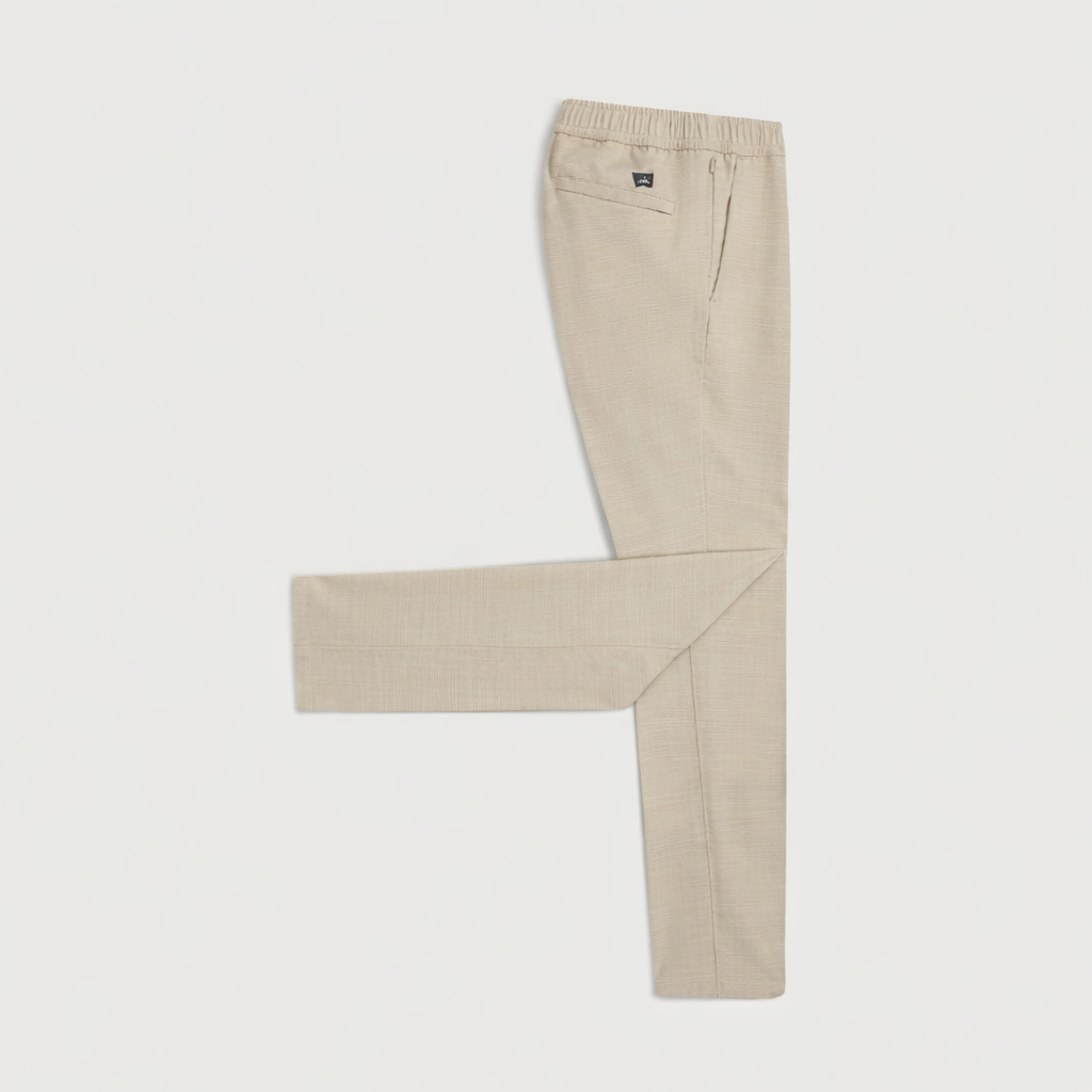 Summer Wool Pleated Comfort Trousers Light Sand Melange- Hombre Amsterdam
