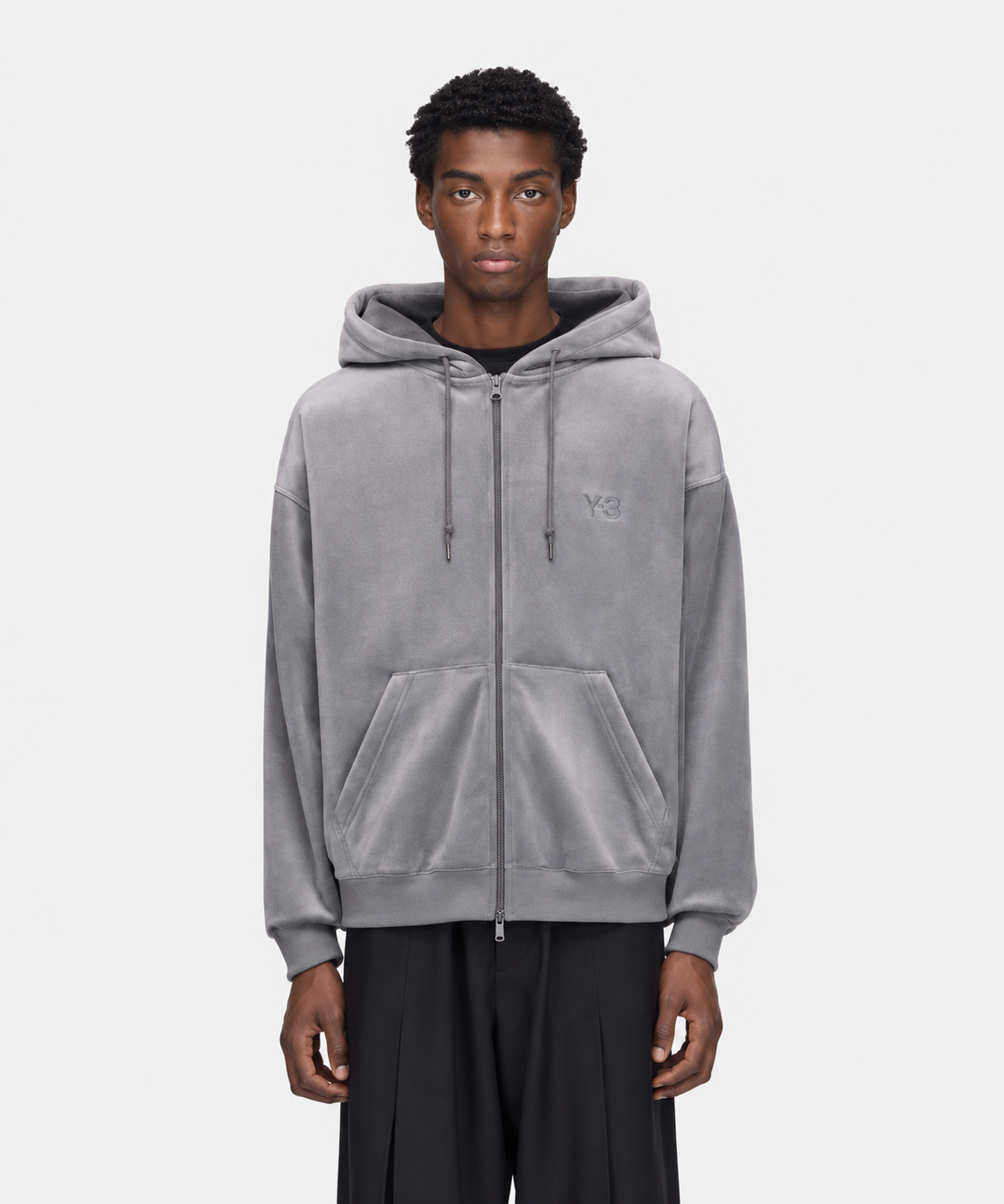 Velvet Corduroy Zip Hoodie Grey Five- Hombre Amsterdam
