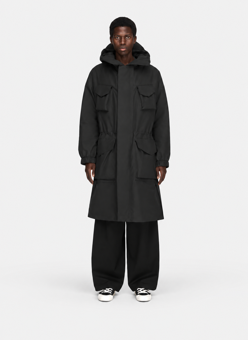 GTX Padded Hooded Black Coat- Hombre Amsterdam