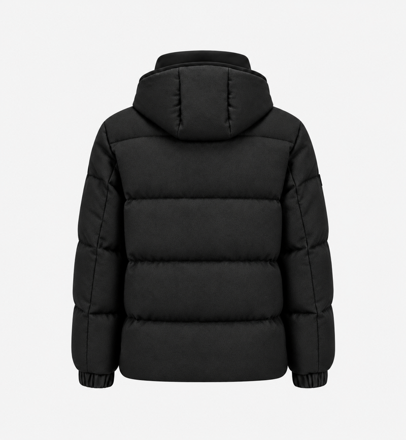 Down Wool Cashmere Hooded Jacket Black- Hombre Amsterdam