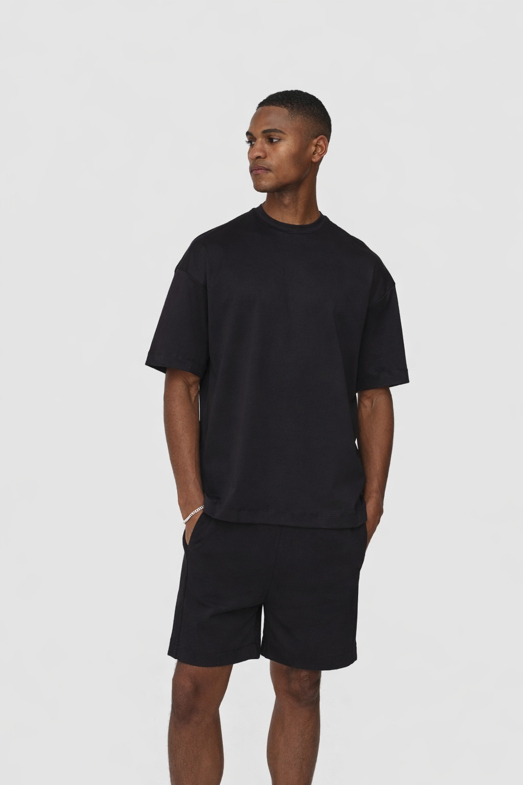 Interlock Supima T-Shirt Black Oversized- Hombre Amsterdam