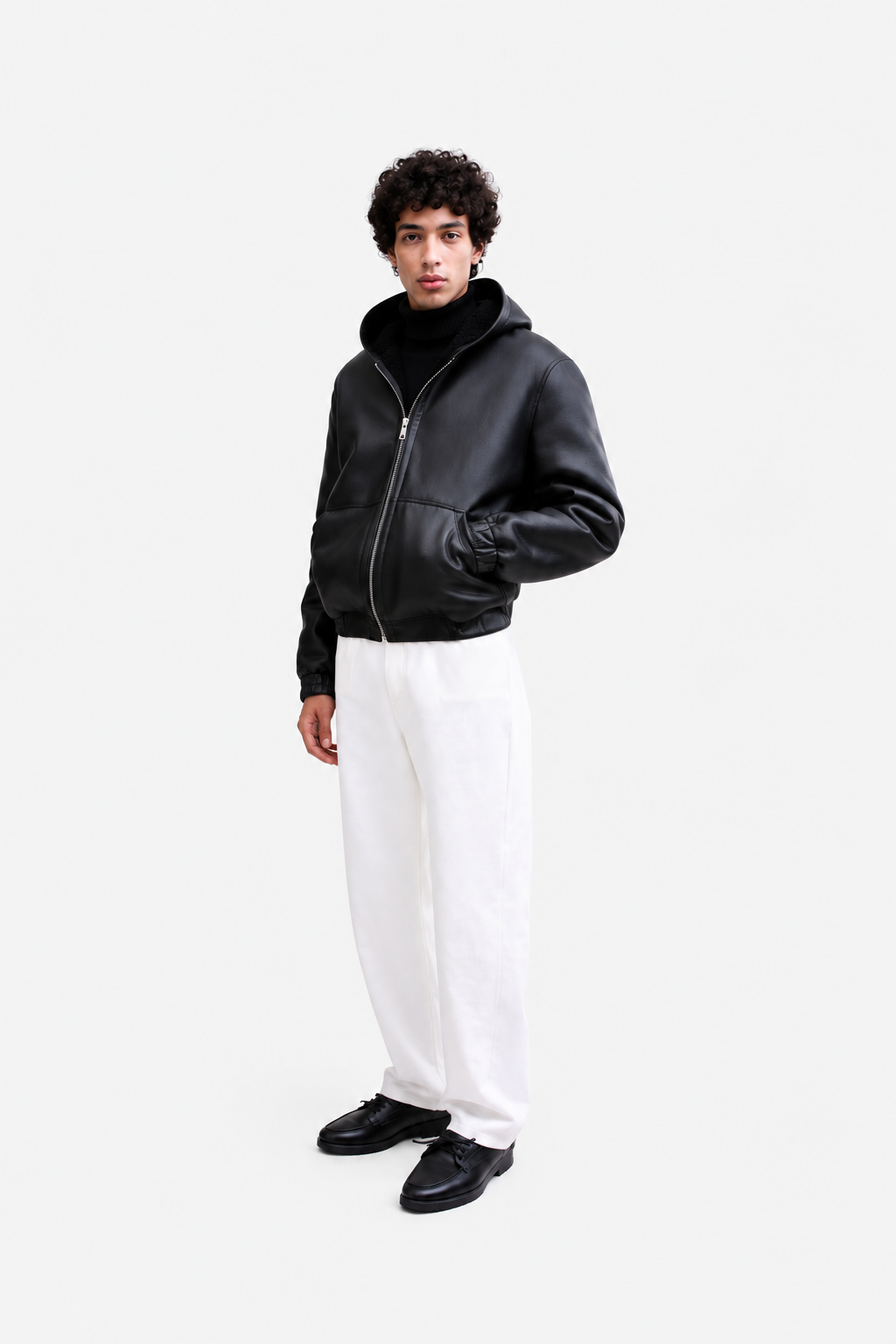 Malen Hooded Shearling Coat Black Hombre Amsterdam