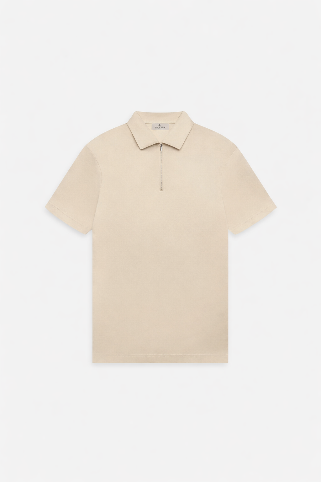 Supima Zip Collar Polo Beige- Hombre Amsterdam