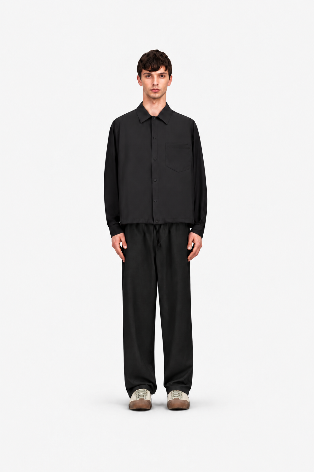 Trousers in Wool Touch Black- Hombre Amsterdam