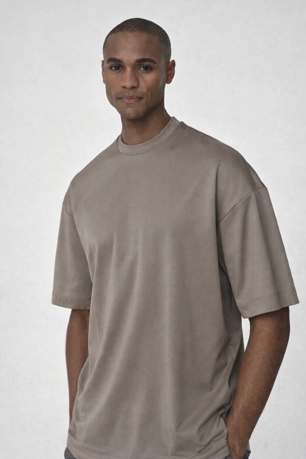 VALENZA INTERLOCK SUPIMA T-SHIRT LEAD GREY OVERSIZED