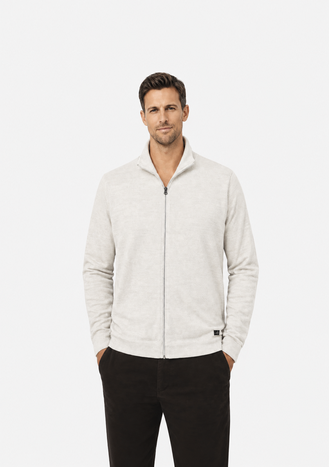 Pratt Full ZIp Pullover Winter White- Hombre Amsterdam