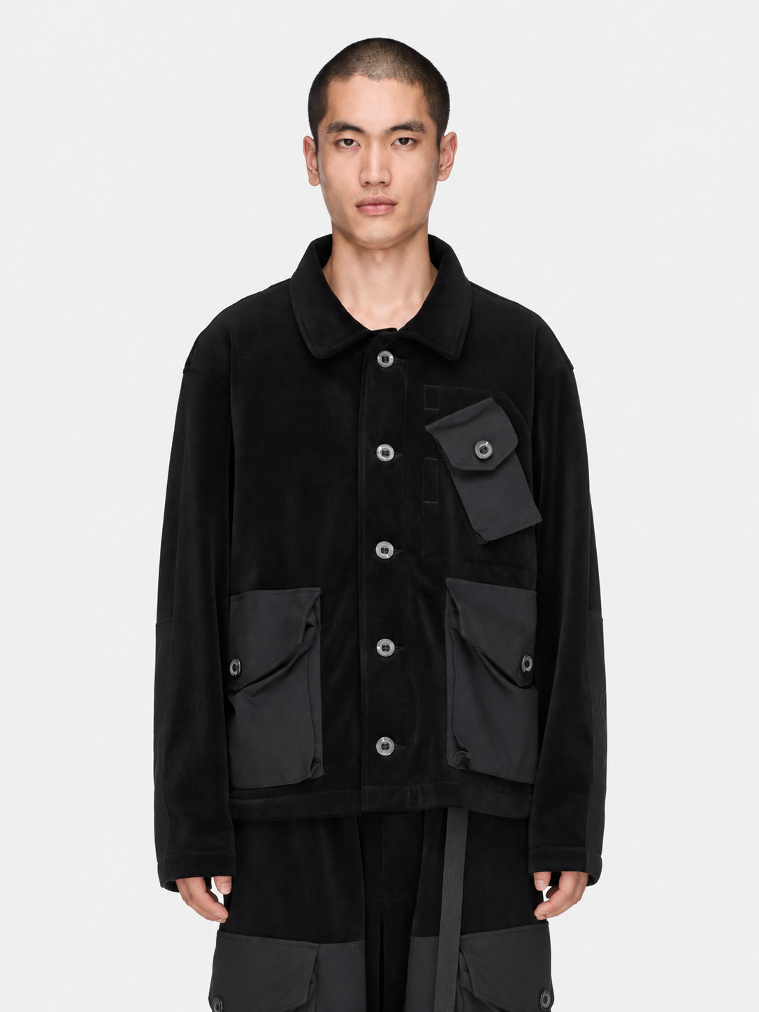 Velvet Corduroy Utility Blouson Jacket Black- Hombre Amsterdam