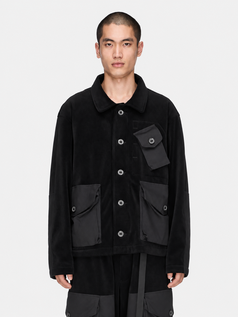 Velvet Corduroy Utility Blouson Jacket Black- Hombre Amsterdam