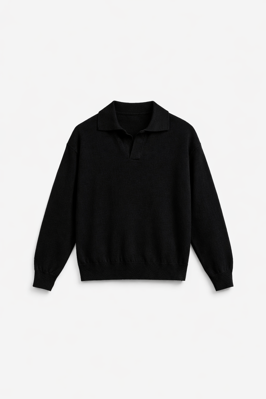 Textured Knit Polo Black- Hombre Amsterdam