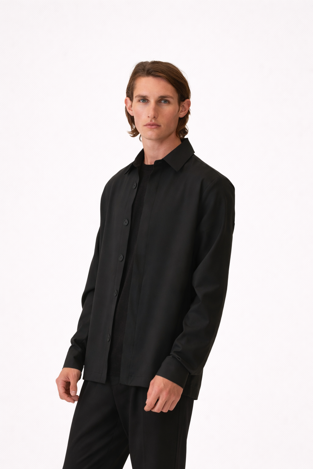 Summer Wool Shirt Jacket Pure Black- Hombre Amsterdam