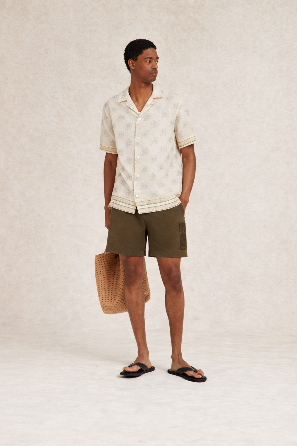 Telha Printed Linen Shirt Ecru- Hombre Amsterdam