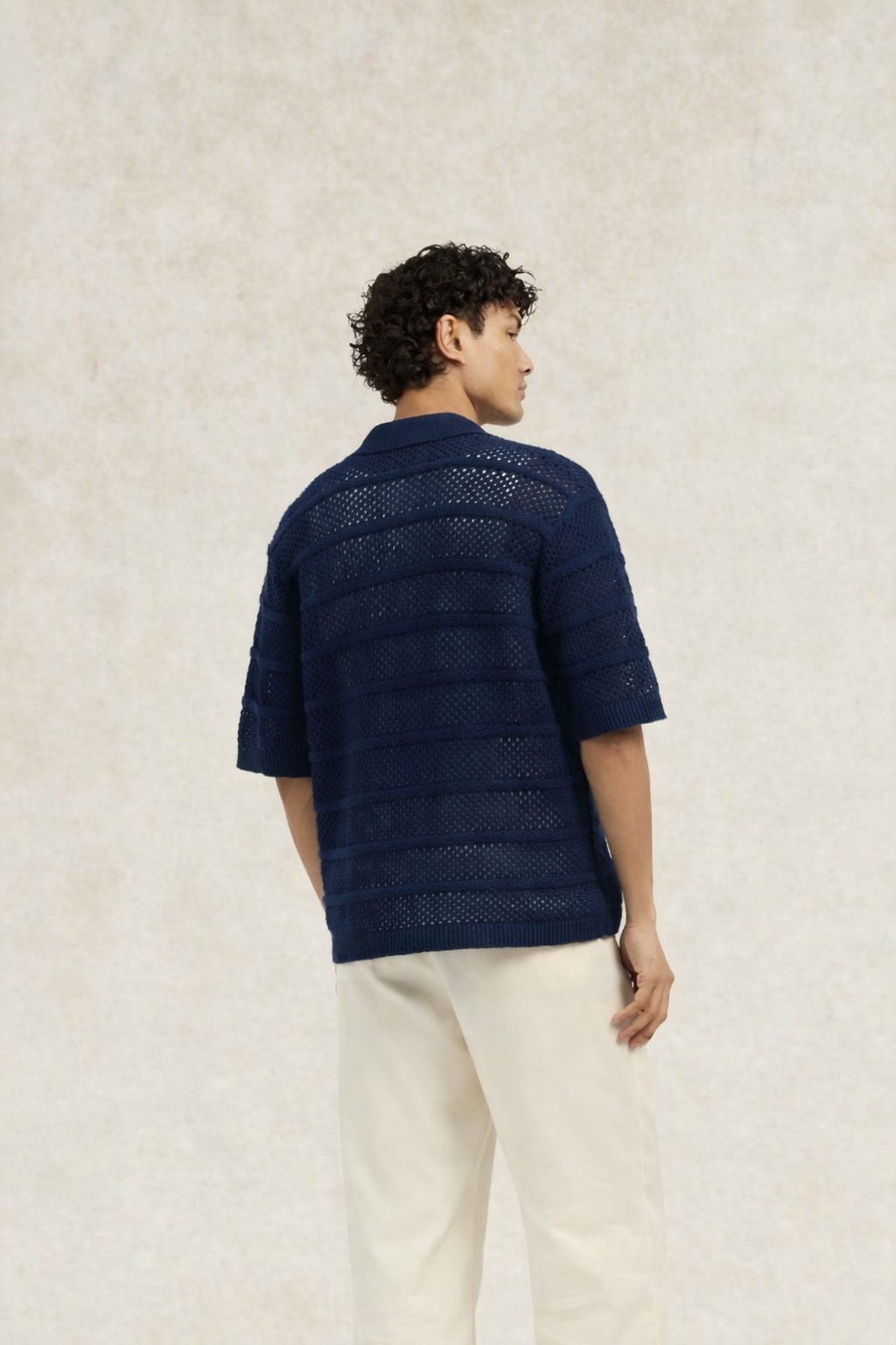 Desiderio Knitted Shirt Navy- Hombre Amsterdam