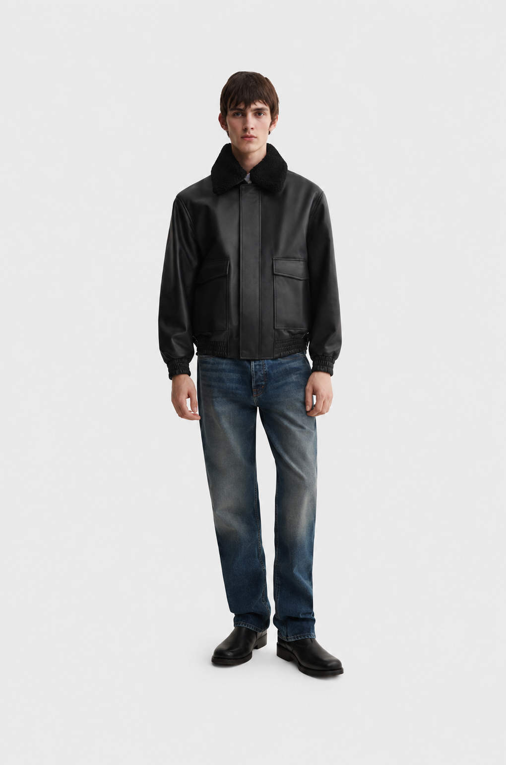 Bari Leather Bomber Jacket Black- Hombre Amsterdam