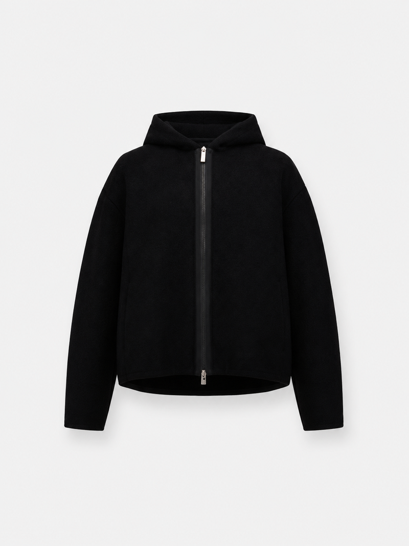 Jacket In Technical Wool Black- Hombre Amsterdam