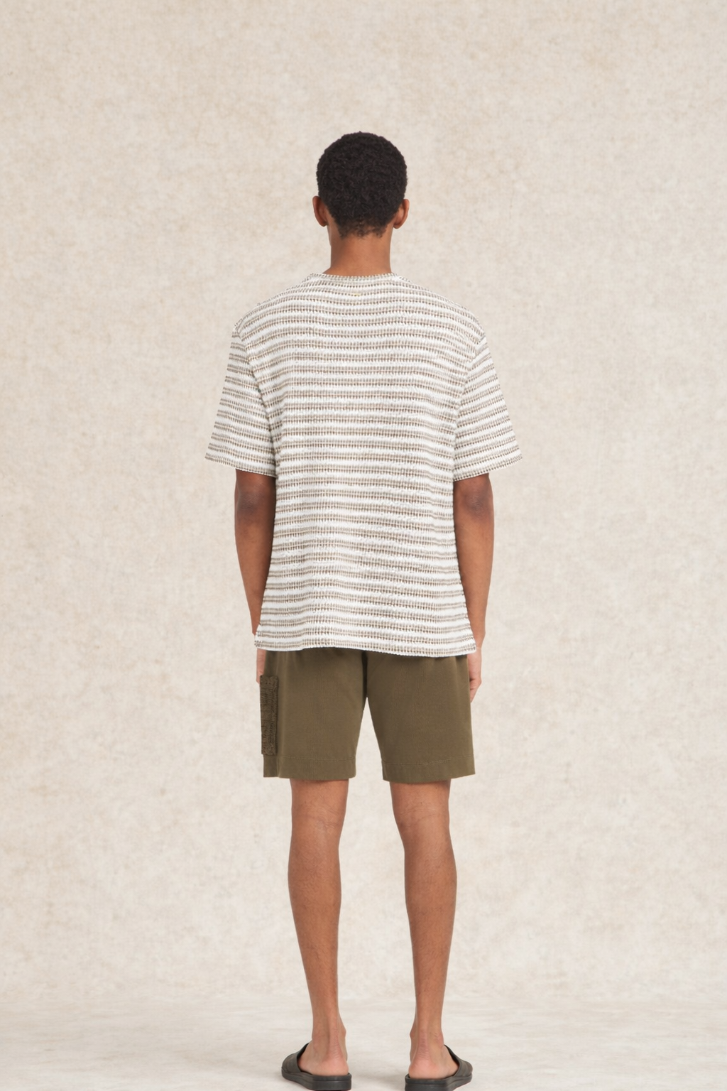 Mathias Striped T-Shirt Khaki- Hombre Amsterdam