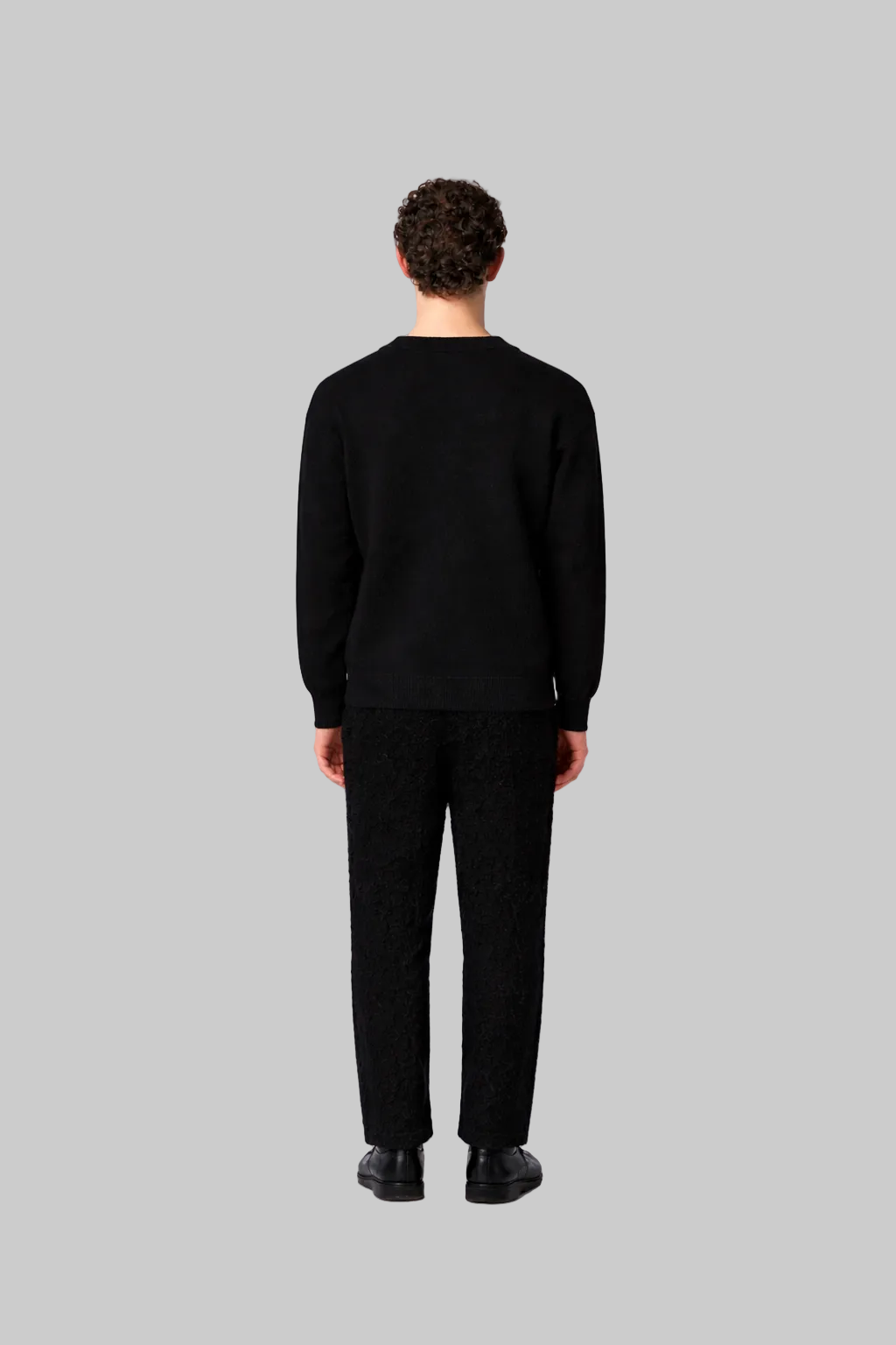 Textured Crew Neck Sweat Black- Hombre Amsterdam