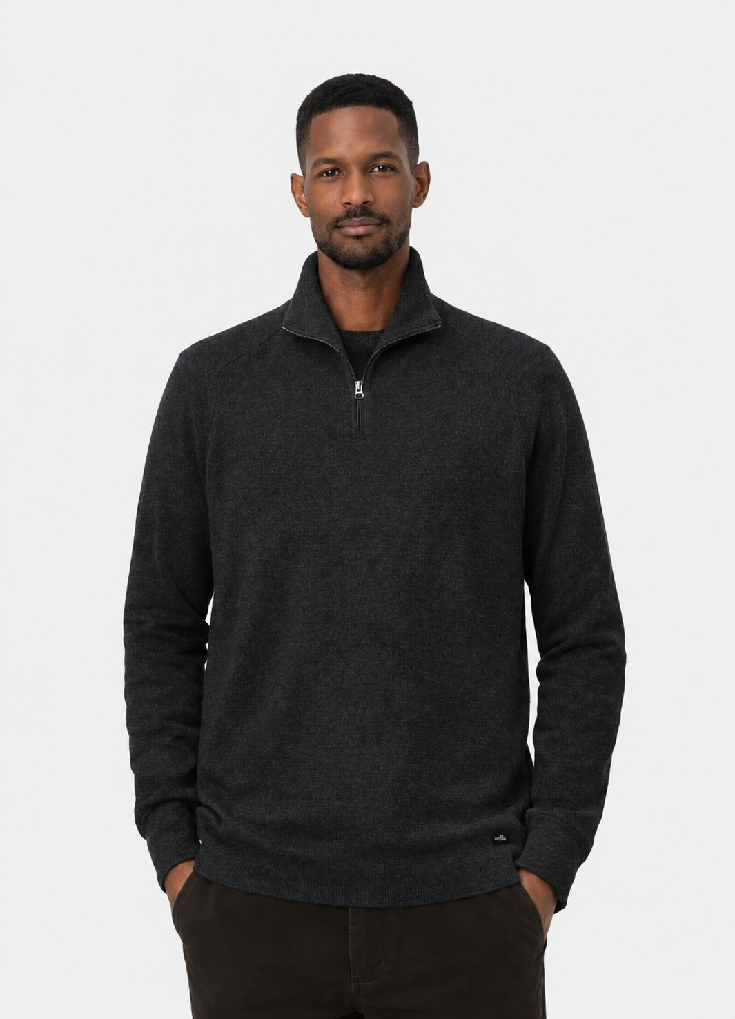 Luke Merino Wool Zip Pullover Black- Hombre Amsterdam
