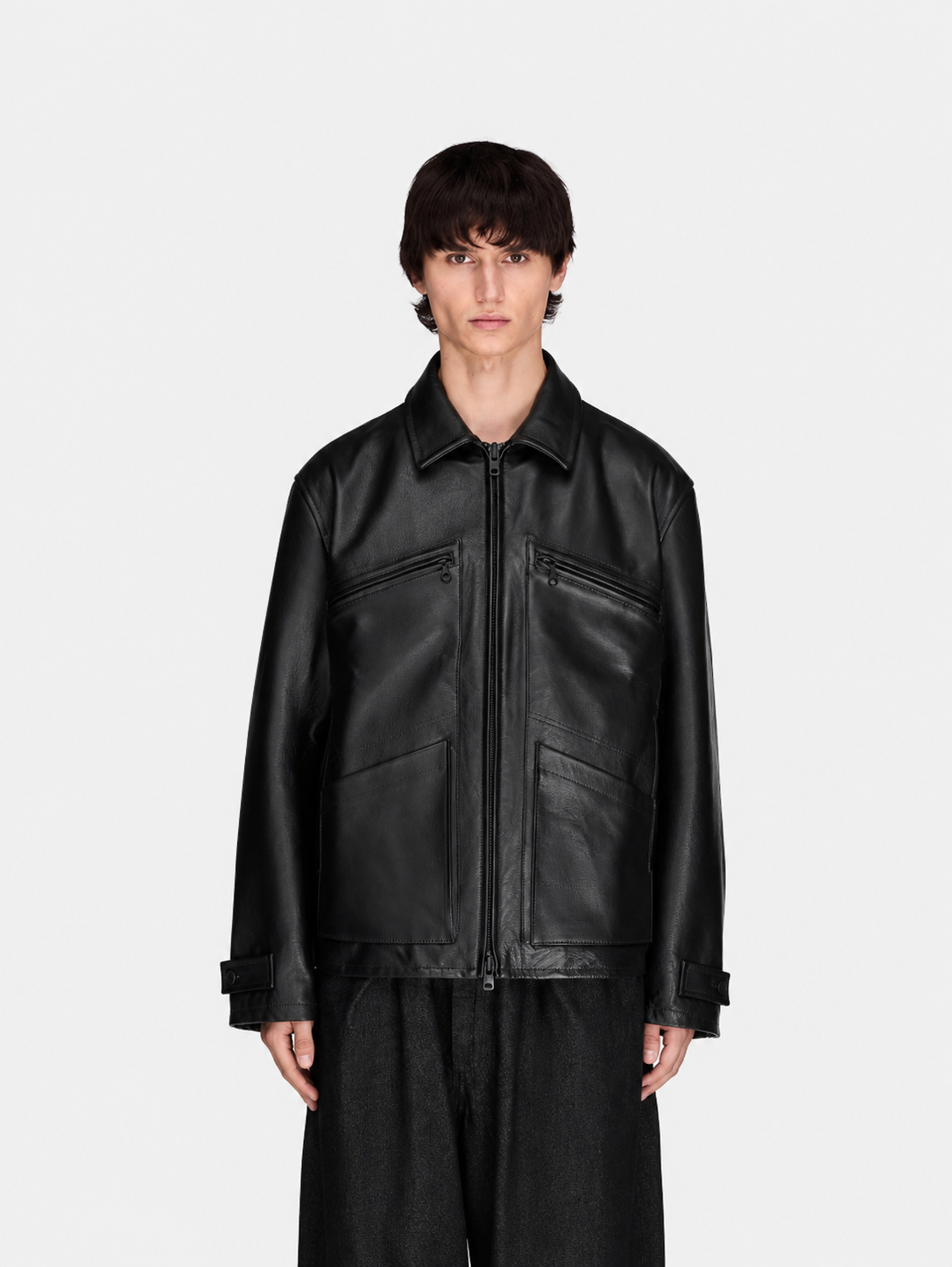 Leather Blouson Jacket Black- Hombre Amsterdam
