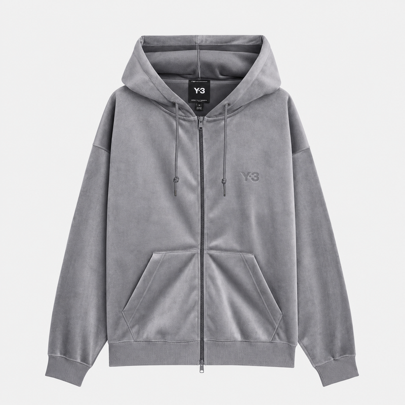 Velvet Corduroy Zip Hoodie Grey Five- Hombre Amsterdam