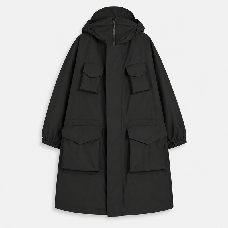 GTX Padded Hooded Black Coat- Hombre Amsterdam