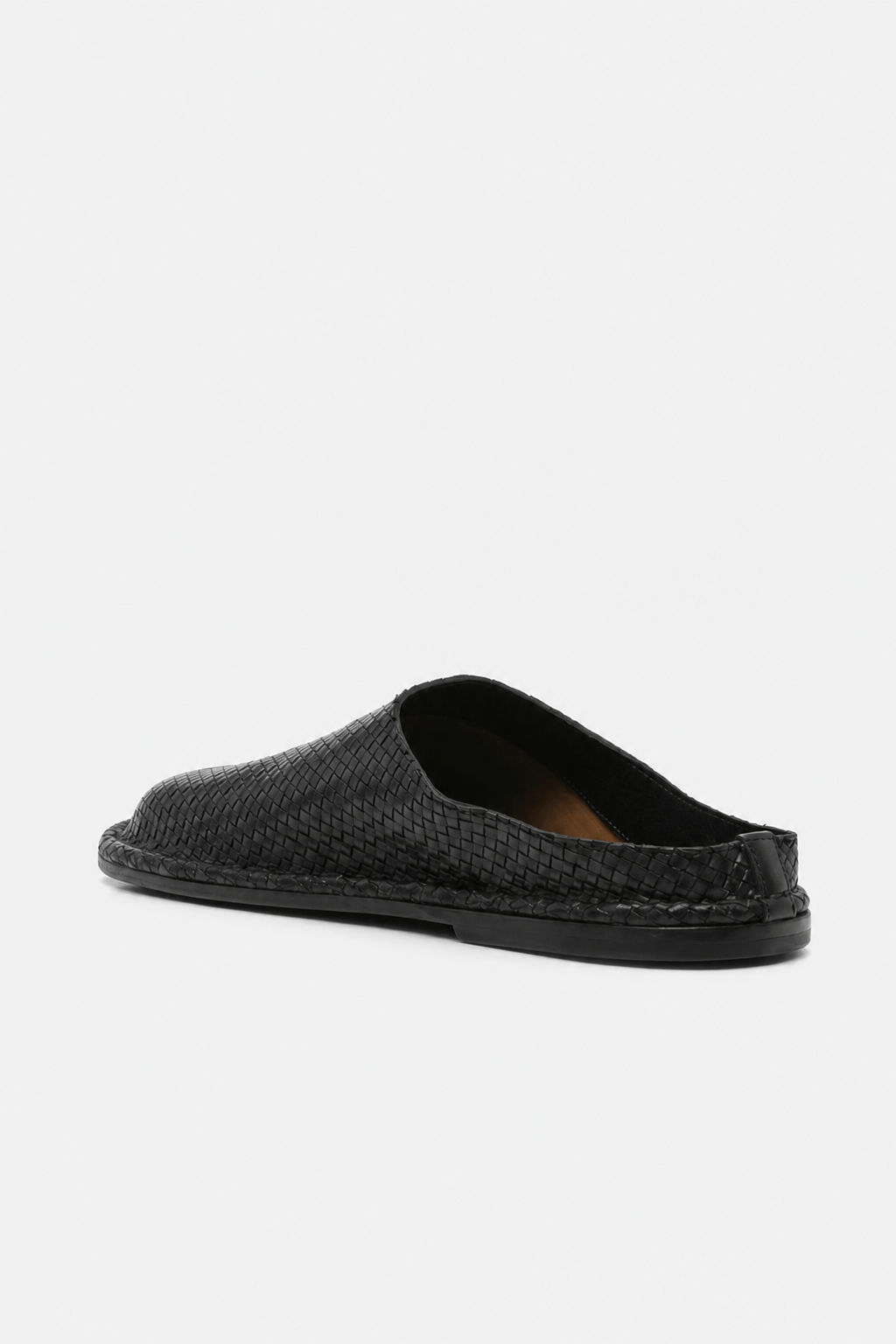 Woven Leather Slippers Black- Hombre Amsterdam