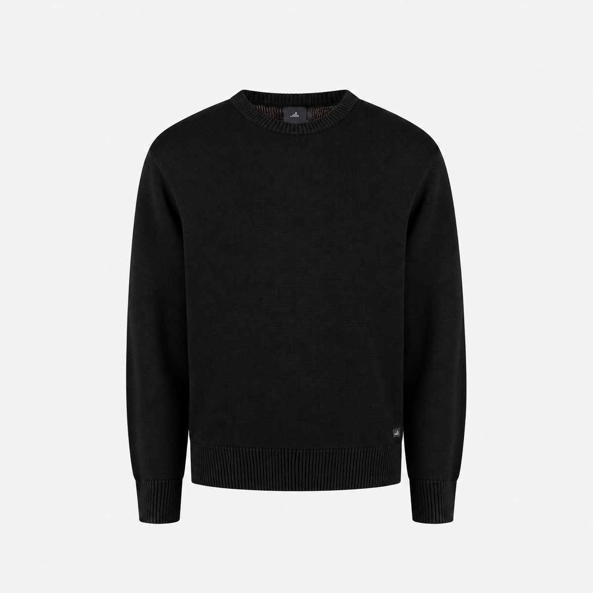 Cotton Merino Heavy Knit Pullover Pure Black- Hombre Amsterdam