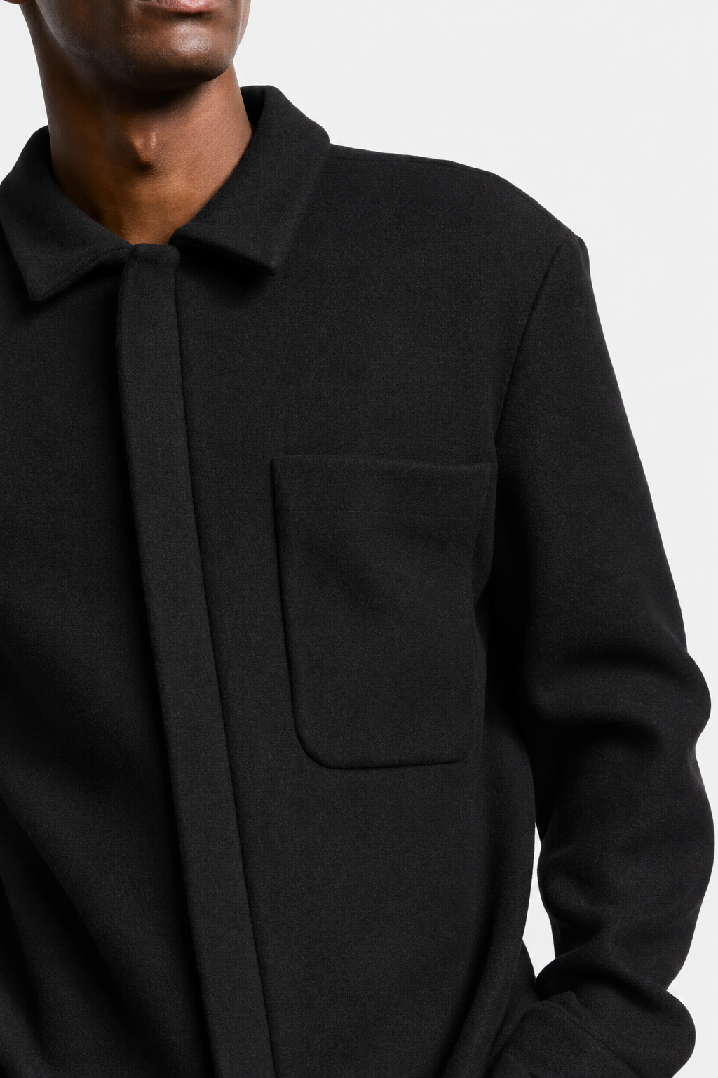 Wool Overshirt Black- Hombre Amsterdam