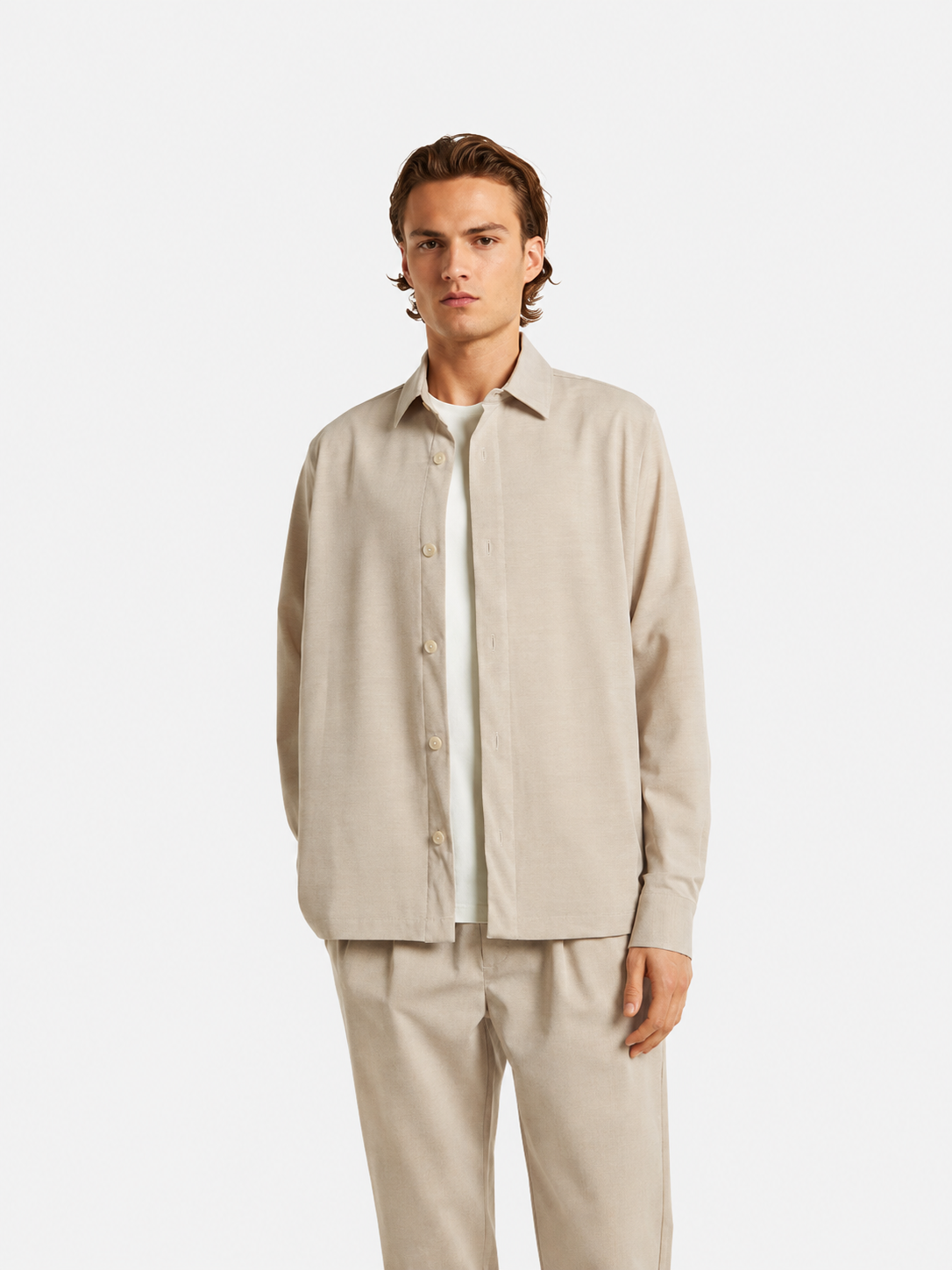 Summer Wool Shirt Jacket Light Sand- Hombre Amsterdam