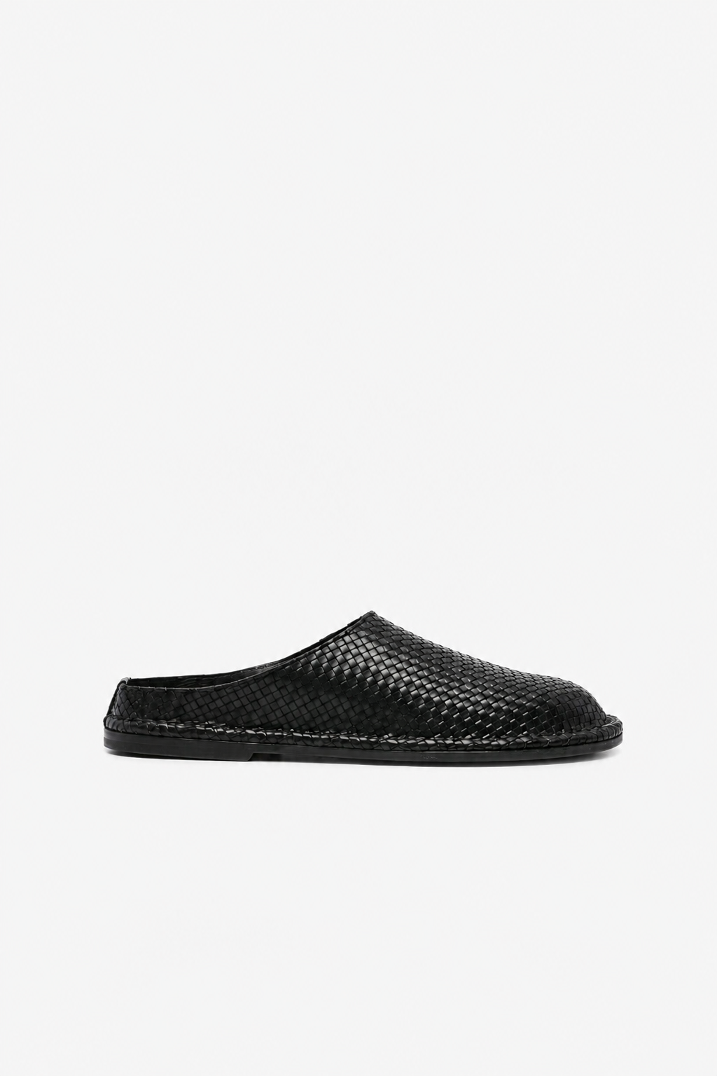 Woven Leather Slippers Black- Hombre Amsterdam