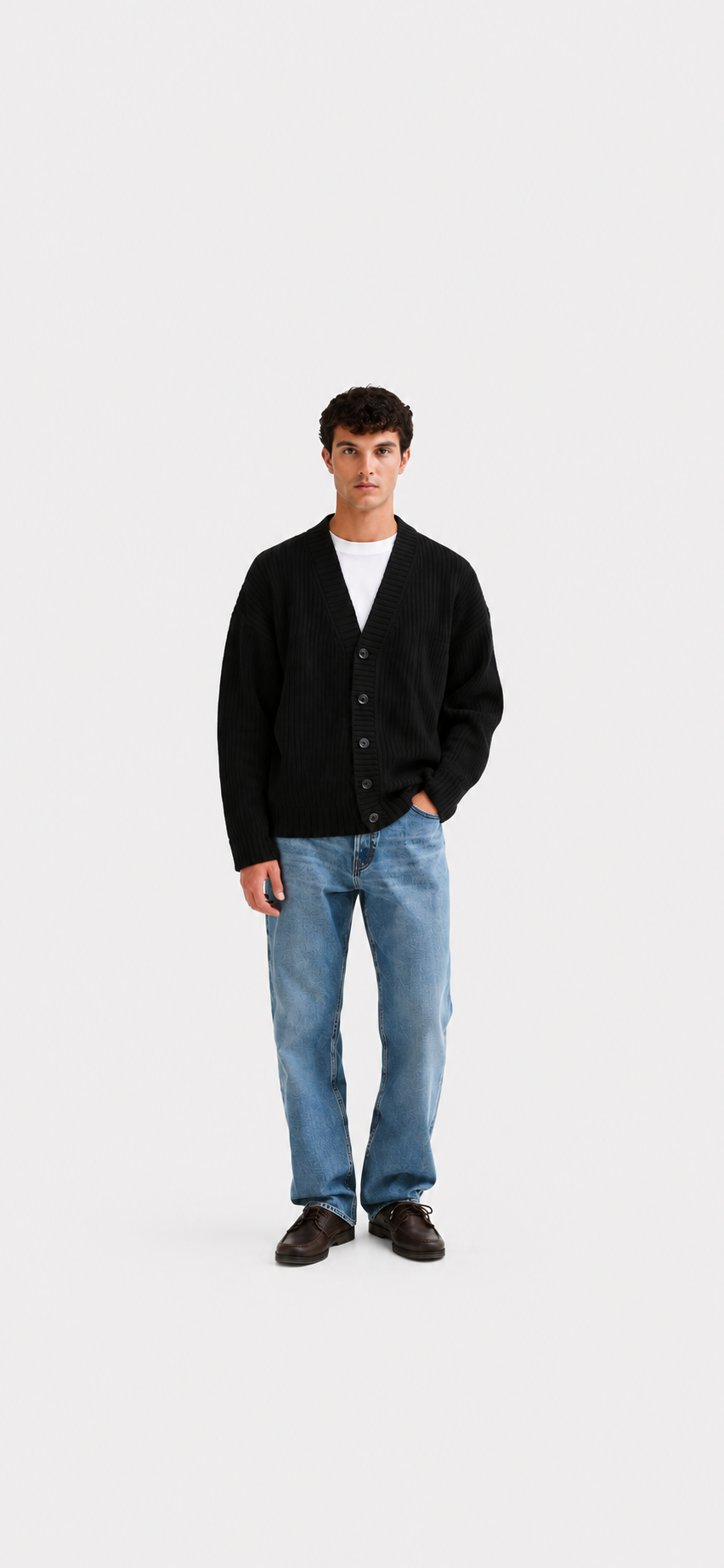 Rbbed Cardigan Black- Hombre Amsterdam