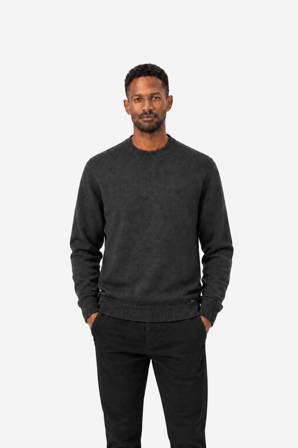 Cotton Merino Heavy knit Pullover Anthracite Melange- Hombre Amsterdam