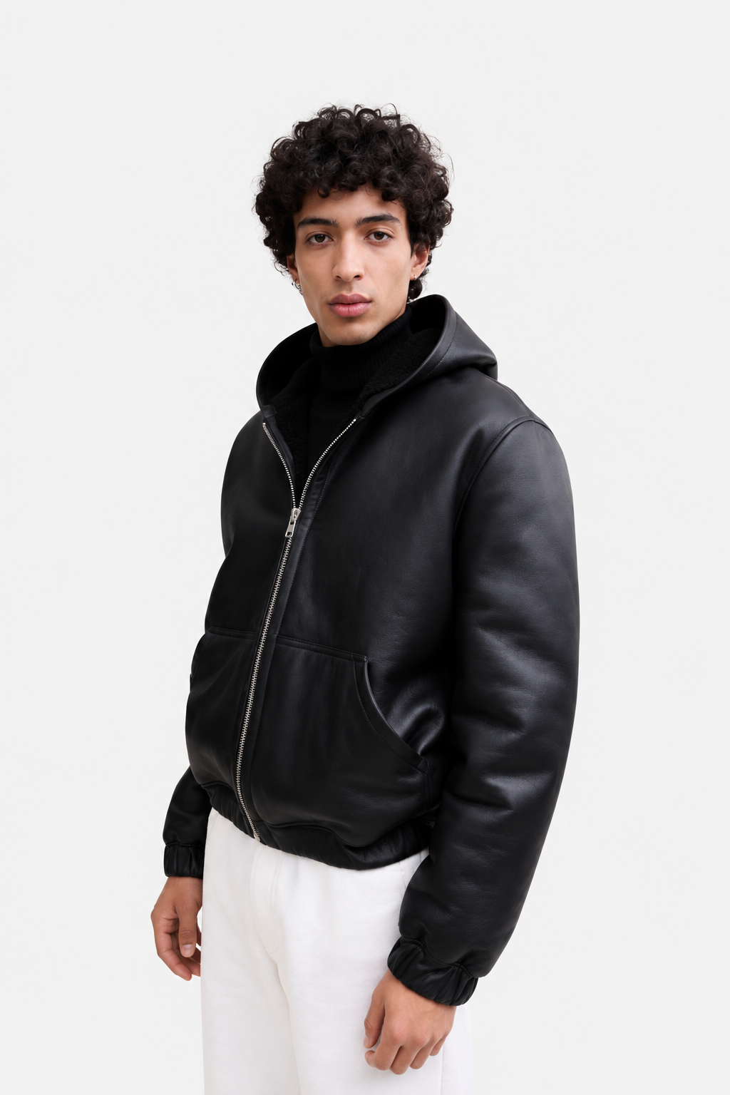 Malen Hooded Shearling Coat Black- Hombre Amsterdam