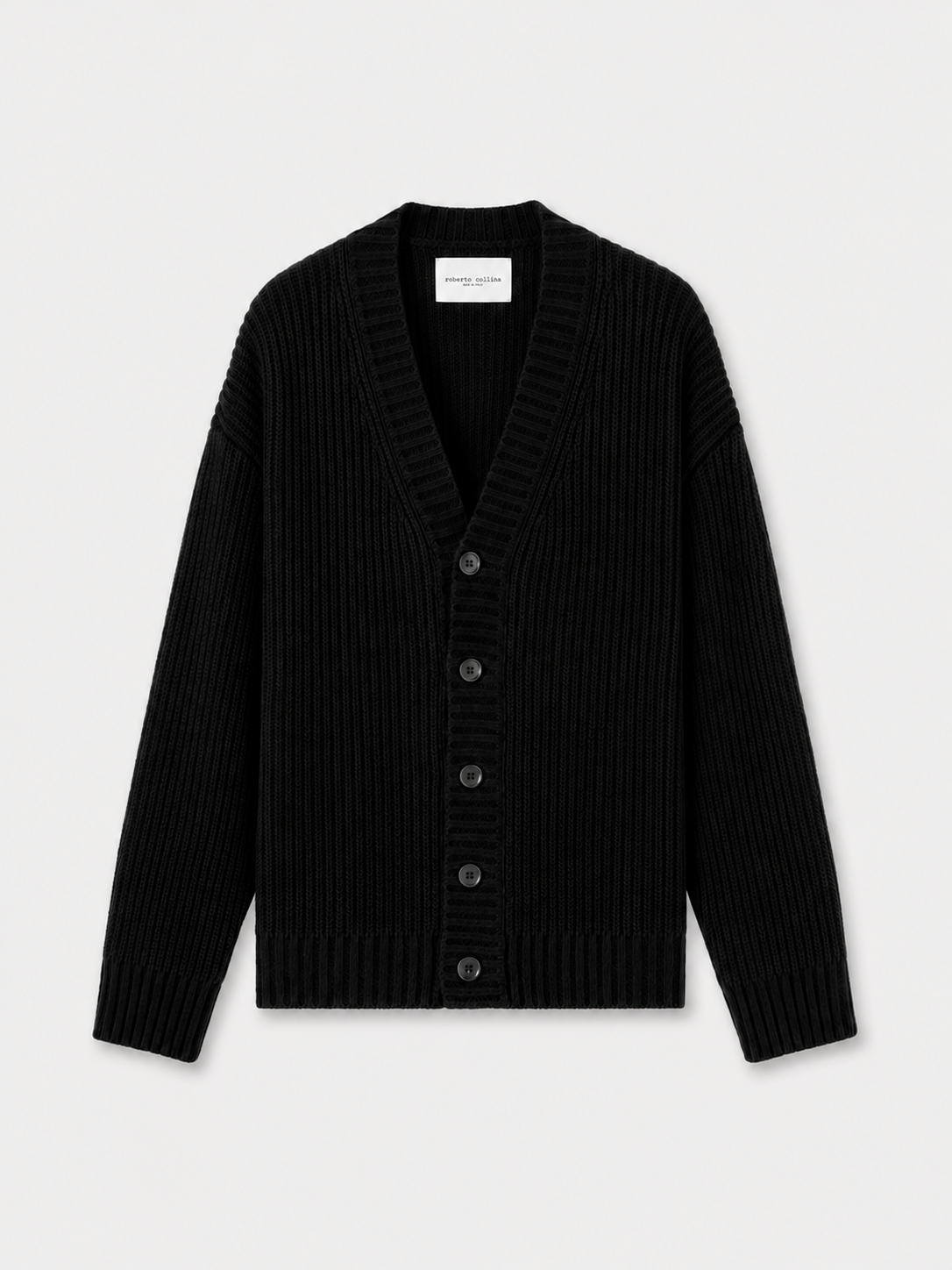 Ribbed Cardigan Black- Hombre Amsterdam