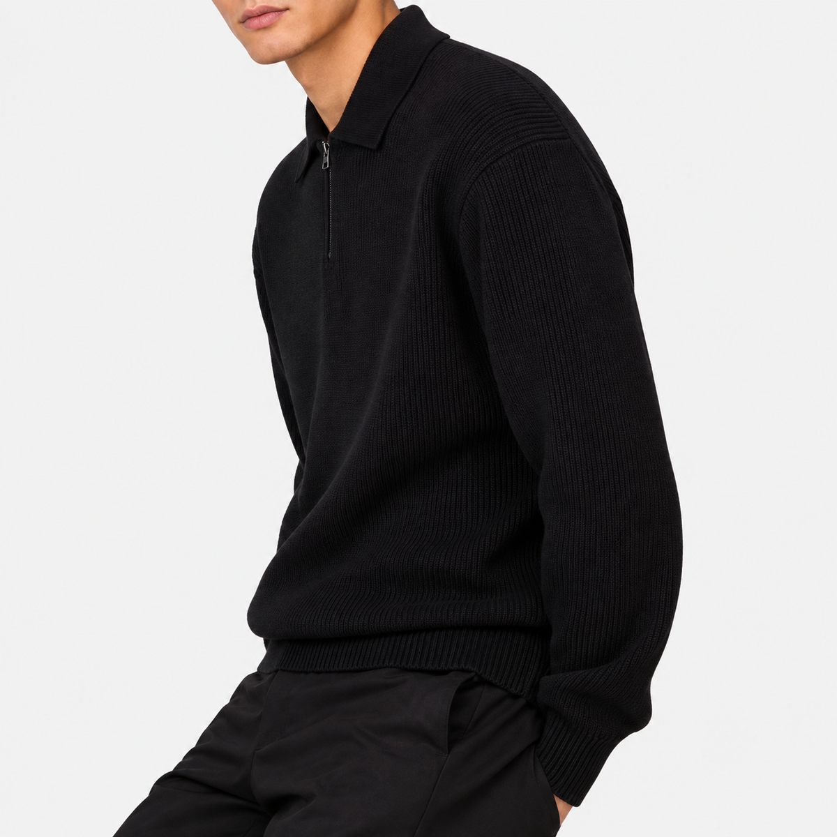 Wells Cotton Merino Half Zip Polo Pure Back- Hombre Amsterdam