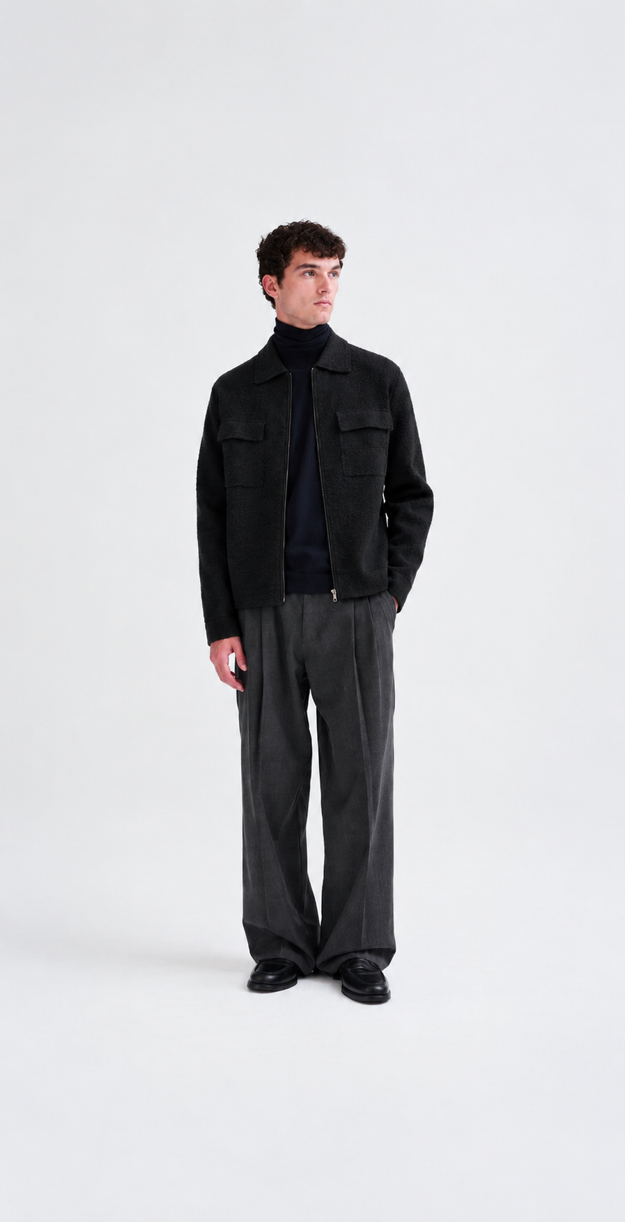 Knitted Zipped Shirt Black- Hombre Amsterdam