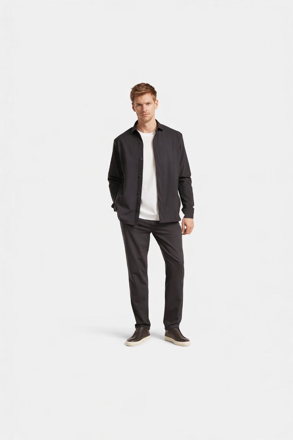 Summer Wool Shirt Jacket Dark Brown- Hombre Amsterdam