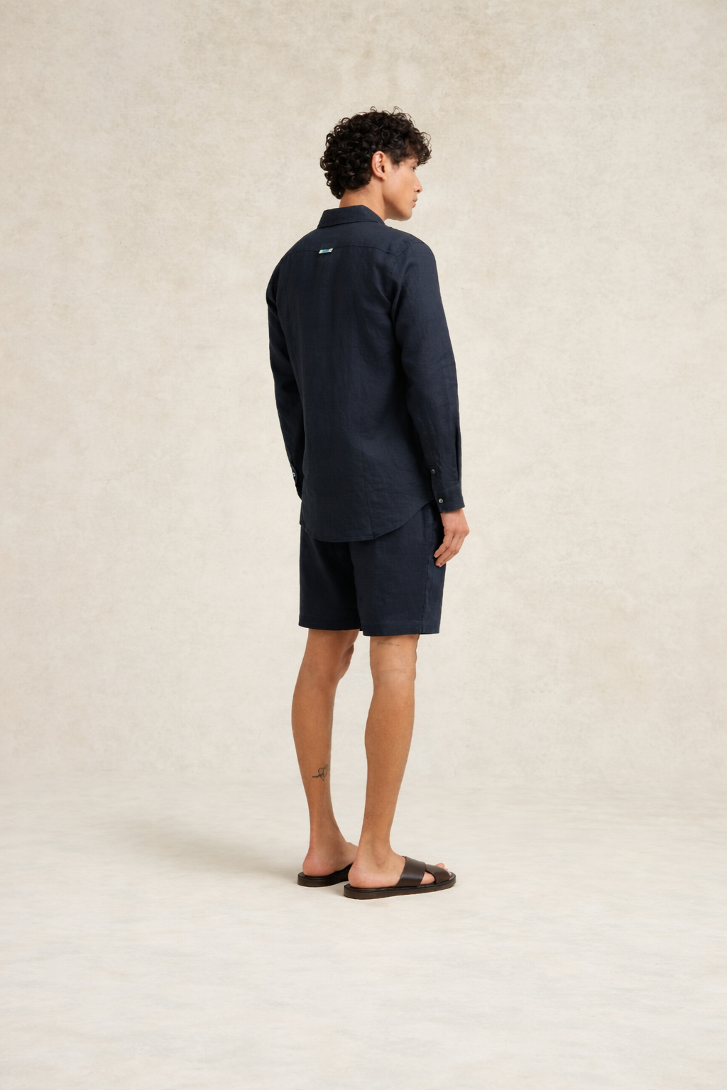 Linen Long Sleeve Shirt Navy- Hombre Amsterdam
