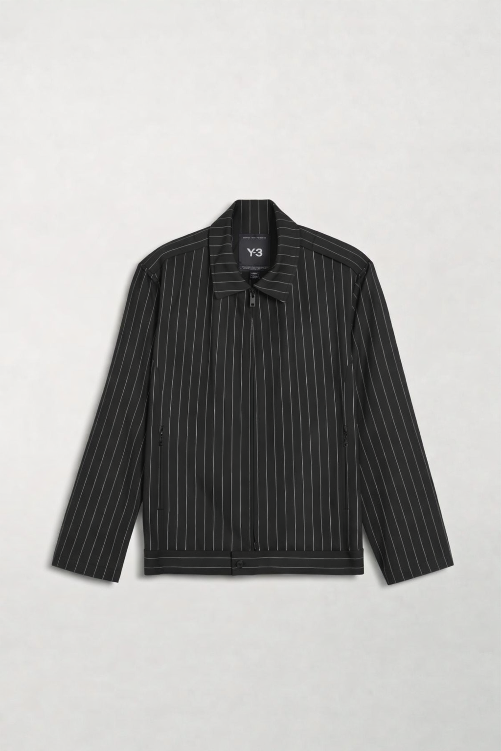 Y-3 REFINED WOOL BLOUSON BLACK CHALK WITH ZIP CLOSURE-HOMBRE AMSTERDAM