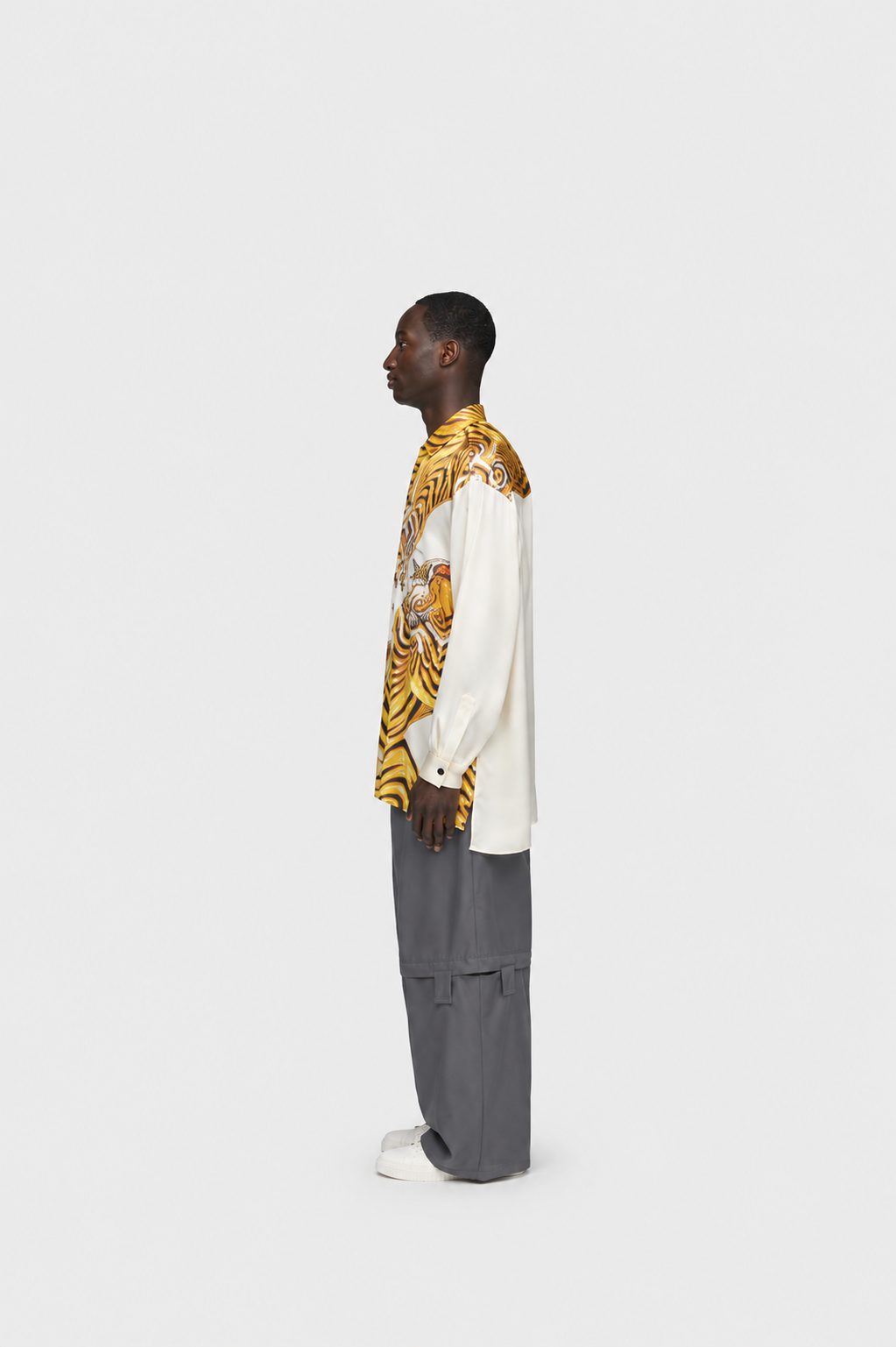 Satin Tiger Print Shirt Yellow- Hombre Amsterdam