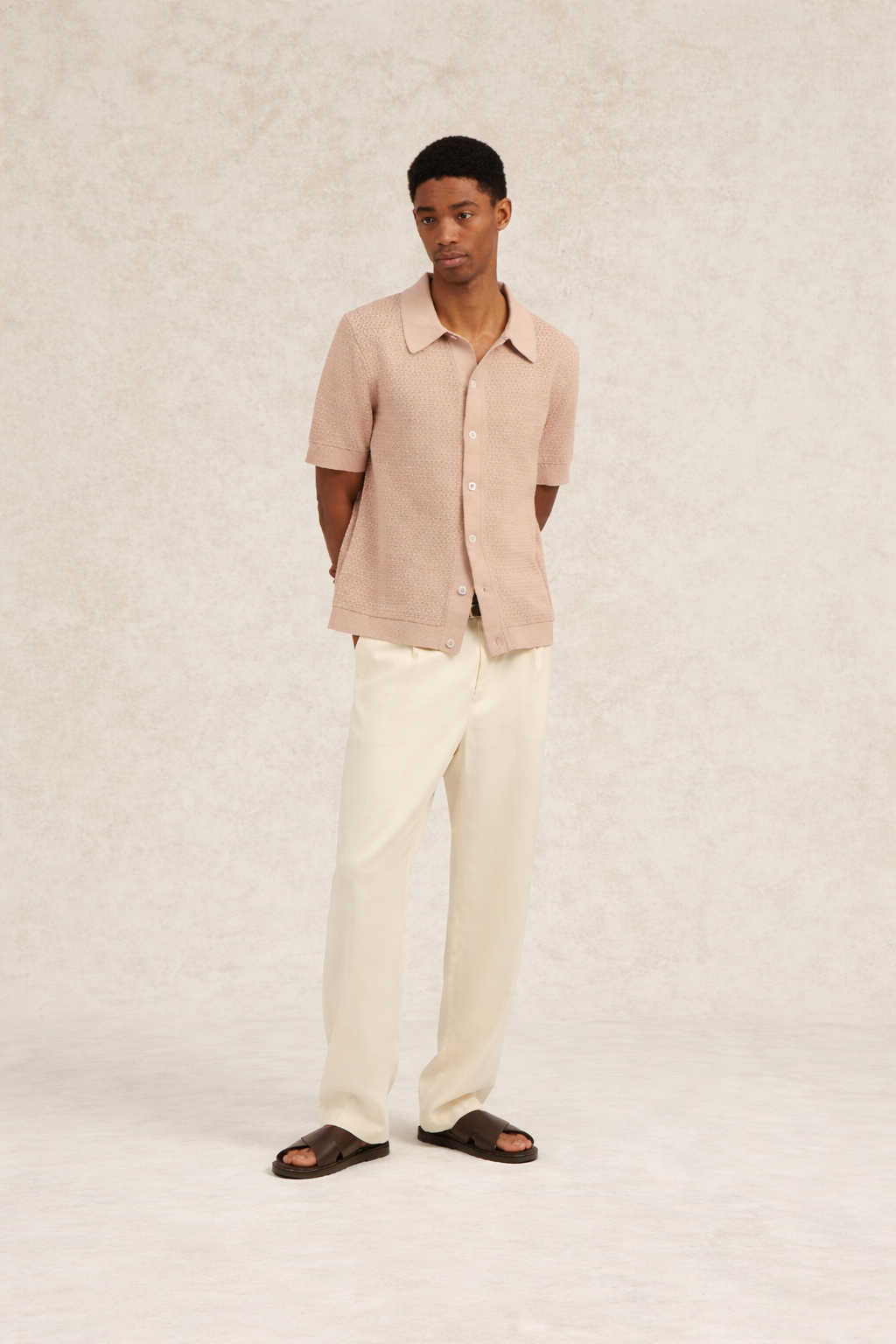 Abilo Button Through Polo Sand- Hombre Amsterdam