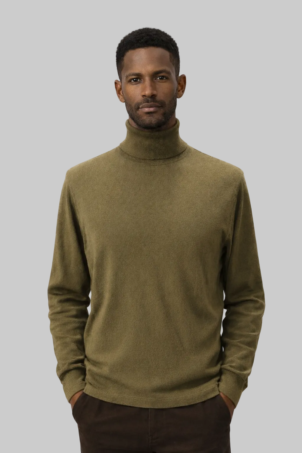 KIEFERMANN SWEATER OLIVE WITH TURTLE-NECK
