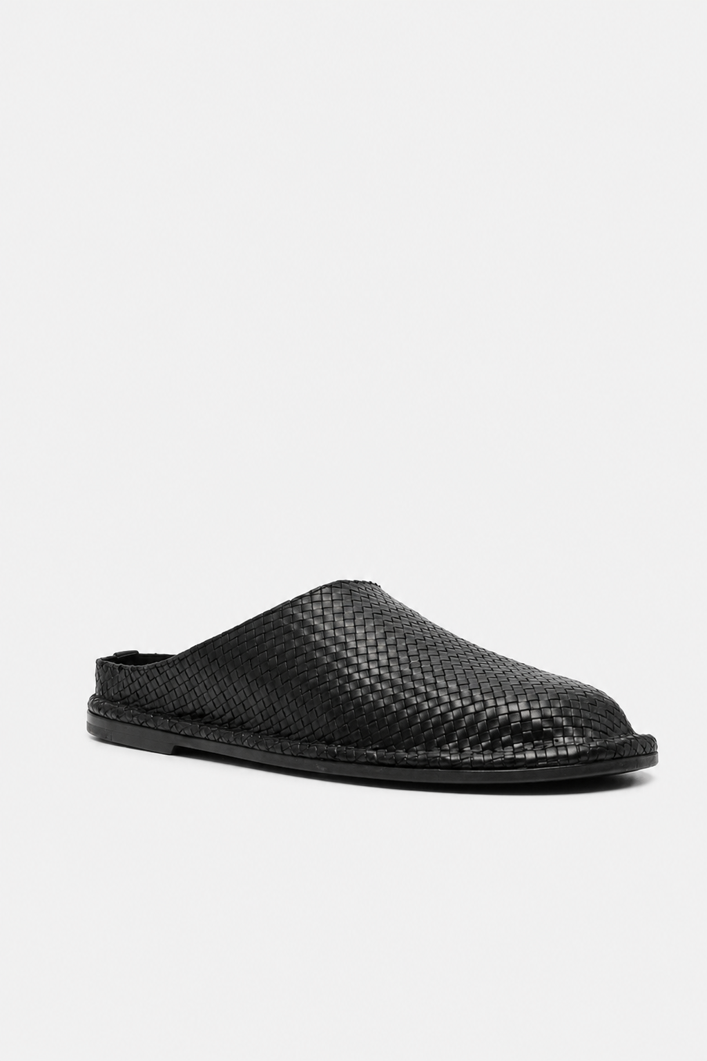 Woven Leather Slippers Black- Hombre Amsterdam