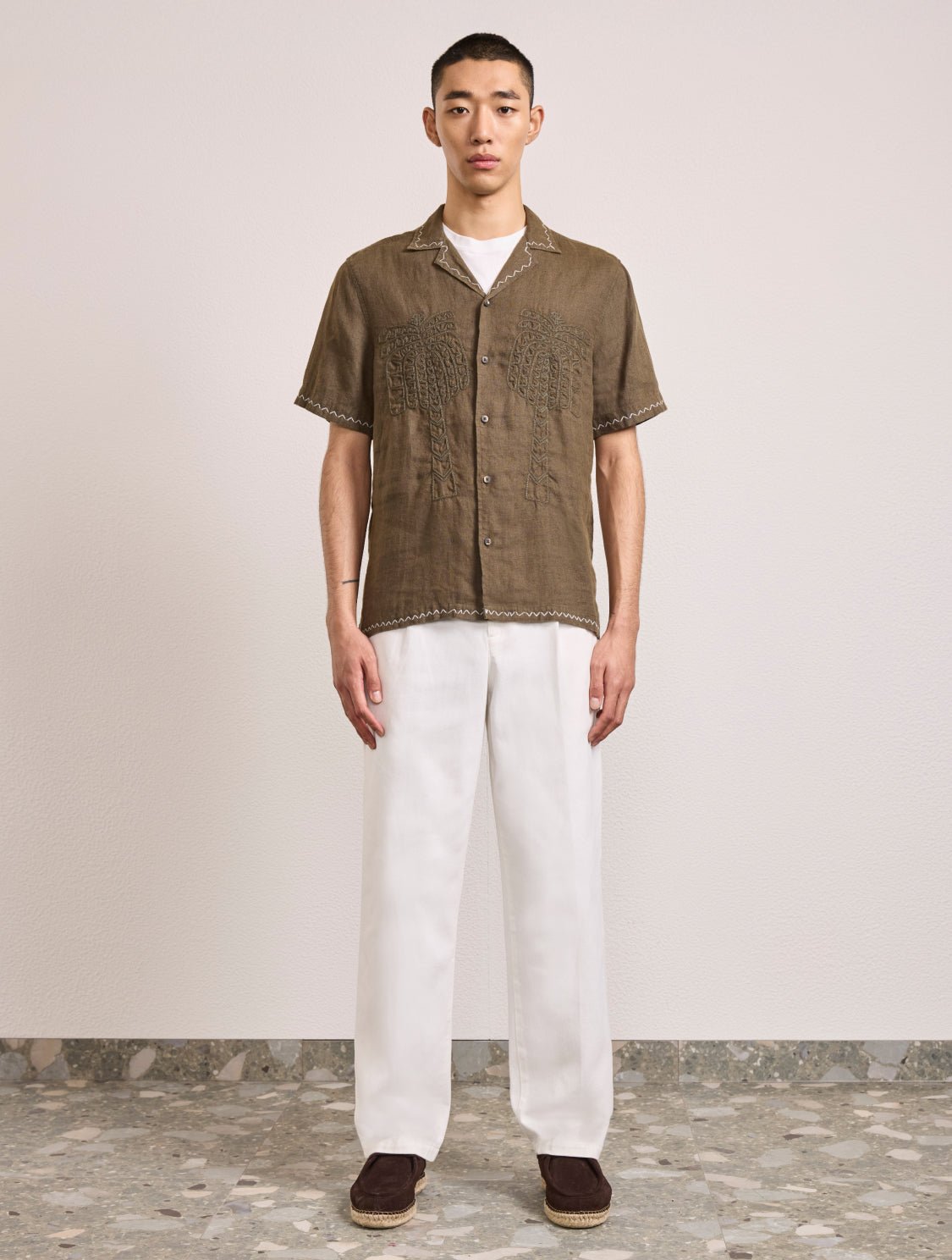 FRESCOBOL FLAVIO EMBROIDERED LINEN SHIRT - Hombre Amsterdam