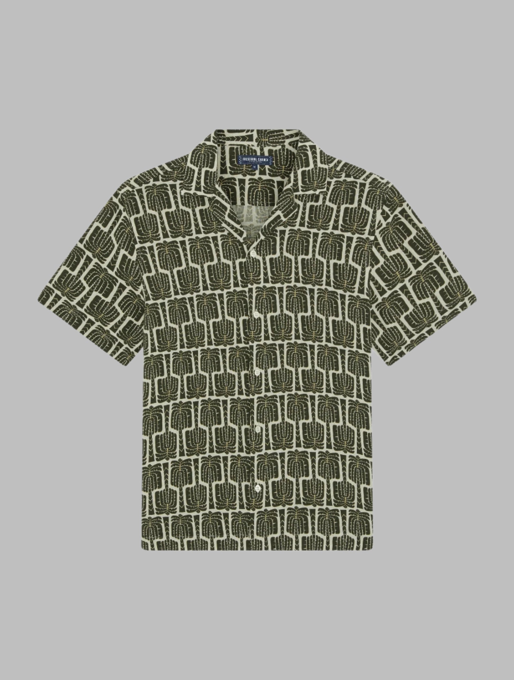 FRESCOBOL ROBERTO LINEN SHIRT ALL OVER PRINT DARK OLIVE - Hombre Amsterdam
