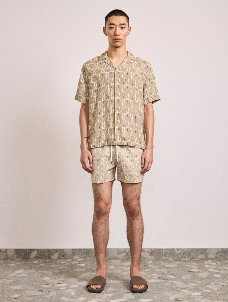 FRESCOBOL ROBERTO LINEN SHIRT DRIED MOSS - Hombre Amsterdam