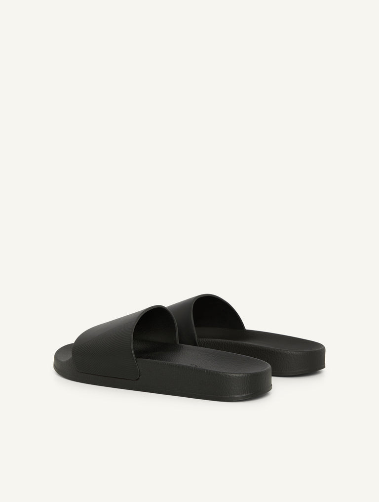 Humberto Leather Wave Print Sliders Black - Hombre Amsterdam